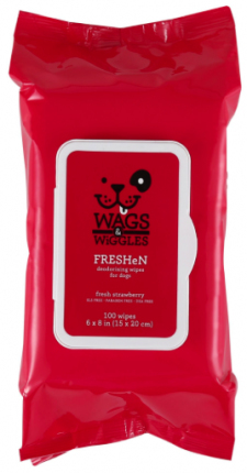 Wags & Wiggles Pañitos Freshen Fresa - 100 Unidades Para perro